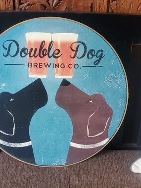 Pier 1 Double Dog Brewing Co. Round Wall Art - Blue, Black, Brown
